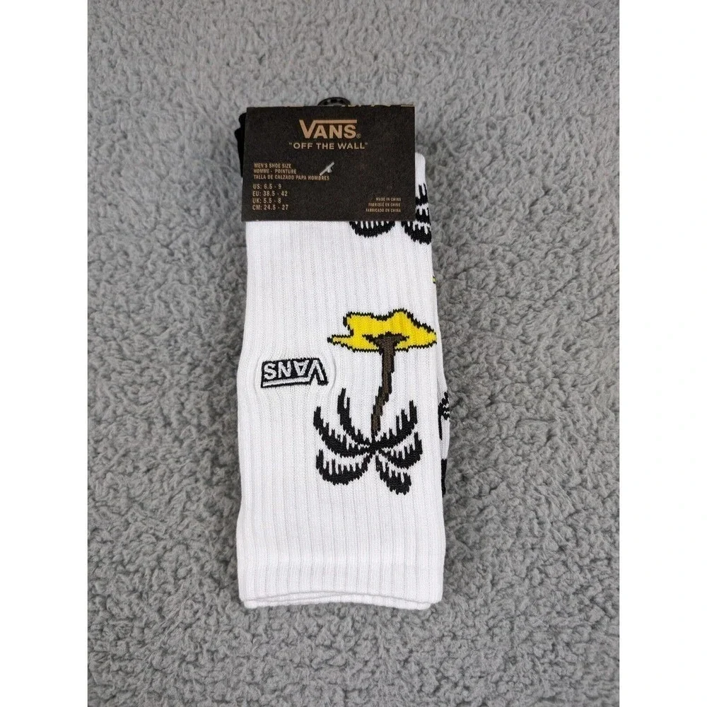 Vans Crew Socks Mens Large 9-11 White Tropical Palm Trees Beach‎ Skateboard NWT